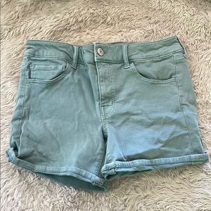 American Eagle Outfitters Green Jean Shorts Mid-Thigh